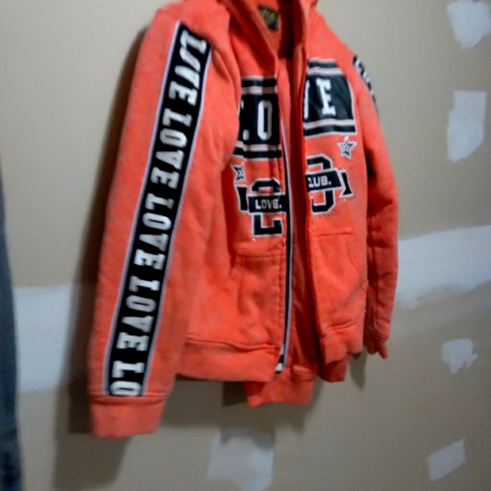 Orange blue and black thick hoodie sweater zip up and Hanes 2xl tship